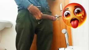 Today in the Office Toilet, I Spit on My Cock, Masturbated and Ejaculated