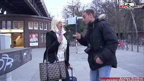 fake photograph flirt and pick up german blonde on street