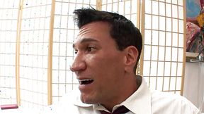 Tattooed blonde Cali Carter sucks stepdad's cock