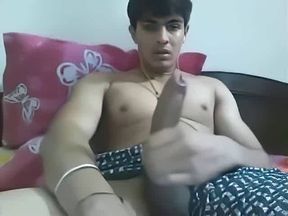 Uncut Indian Hunk Strokes His Big Cock on Webcam