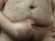 chubby bear quick fap in bathroom with big load