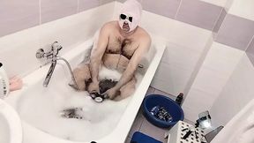 Amateur Couple Taking a Bath, Wife with Hairy Pussy, Big Ass, Big Tits