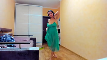 Sweet beautiful Myla Angel in green transparent dress!