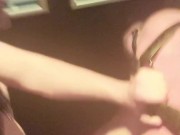 Muscle bear in harness gets fucked by big dick in club toilets - Koby Falks