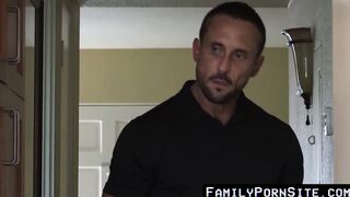 Solid stepdad fucking and stuffing twinks robust mouth