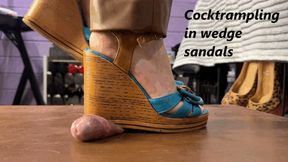 Cock trampling in wedge sandals (wmv)