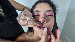 Squishing her face and making silly faces with the 19-year-old nymph - by Babe and Manuela Williams - CLIP 2