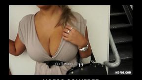 Slutty blonde Czech babe is paid cash from some crazy public sex