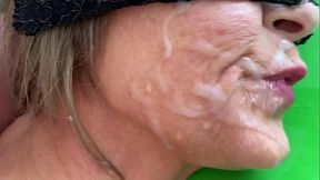 Mature MILF gives deepthroat blowjob with big cock and handjobs