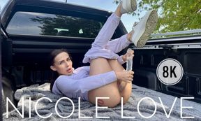 Masturbation With A Big Dildo On A Pickup