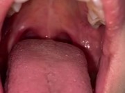 Uvula show. Very close view. Gagging