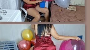 Red dress and balloons