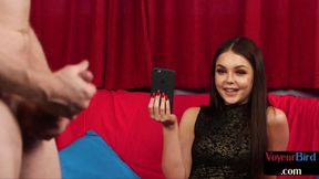 Lingerie voyeur babe teasing older man