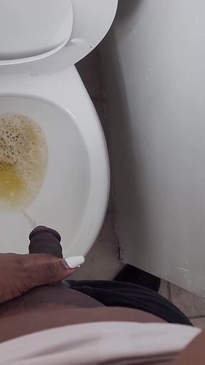 Flopping My Big Dick and Tits Out for a Nice Piss