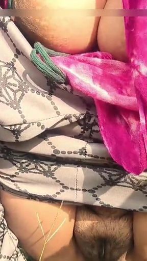 Indian Village Aunty Shows Her Pussy and Boobs Outdoor and Fucked by Her Nephew