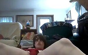 Crossdressing Twink Masturbates on Webcam