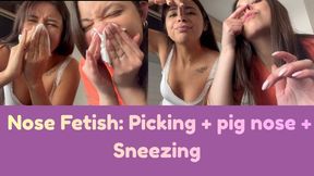Nose Fetish: Picking + pig nose + Sneezing