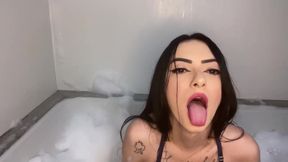 Skinny Girl Shoving Big Toy Cock in Her Pussy