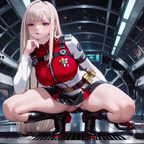 Private Moments Inside the Futuristic Spaceship Where Her White Uniform Is Stretched to Perfection