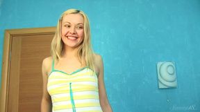 Stunning 18yo blonde cutie Aina gets deeply analized in doggy style