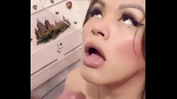 Big balls tranny gets a huge cumshot on her face