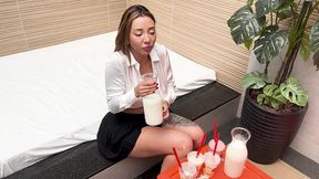 food play vol 1 feat. vitoria beatriz drinking a lot of milkshake, puk& it all and drinks her own puk& back