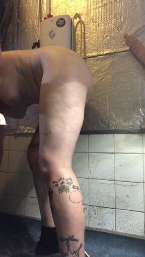 Epic View of My Ass and Bush in Your Face as I Do Naked Deep Cleaning in My Bathroom!