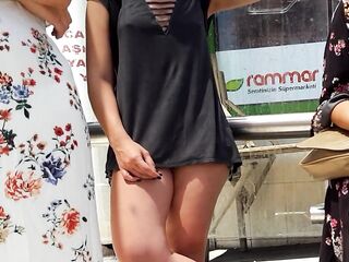 Braless Gf shows Large erected nipps
