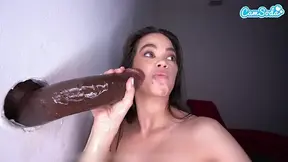 Petite Asian OLDER WOMAN takes on a BBC and a BWC at the glory hole