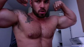 Muscular Hairy Man Showing Off