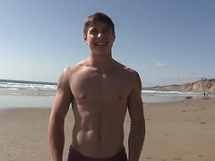 Kristian showing off his sexy body at the beach