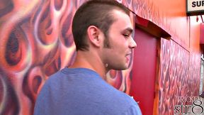 Naughty straight guy sucked in gloryhole