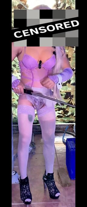 TS Shemale Beautiful Ass in Lingerie Stockings