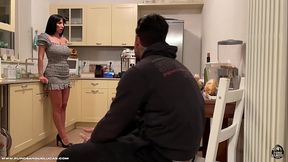 Hot step-aunt takes huge cock in doggystyle