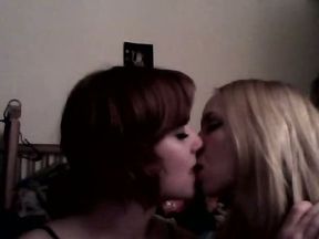 Two frisky Russian lesbians stroke their shaved cunts for me