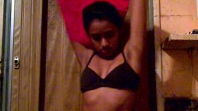 Playful all naked slutty Desi nympho is ready to masturbate a bit