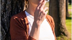 Sexy Girl Smoking Outside in Jeans & Long Coat | Sunny Day Tease Only