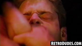 RetroDudes.com - Classic Jeff Turner throats Chad Douglas gigantic penis until explos