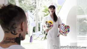 ”Beautiful tbabe Natalie Mars rides a fat long cock”