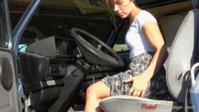 Pedal Challenge - Sasha pumping pedals and revving engine in flip-flops 1 (4K quality)