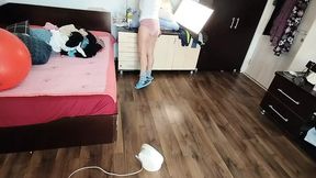 Sexy Brunette Having Fun Trying on Clothes  Sexy Mom Dances Naked Around the House