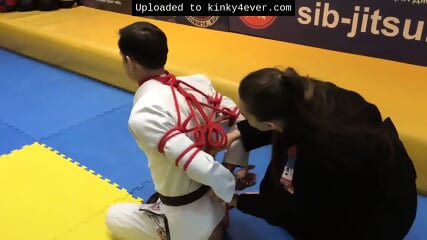 Boy Get Tied By Karate-woman
