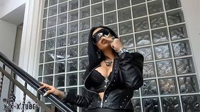 Mistress Kennya - Sunglasses And Smoking Hot Leather