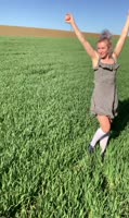Dina-light's Field Seduction in White Socks & Sexy Dress