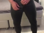 Cum on leather pants
