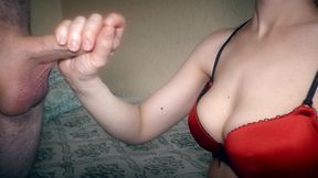 Wife Invited Neighbor and Decided to Empty His Balls by Jerking Him off