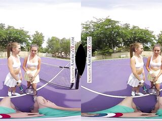 Tennis lessons take a pause when 2 sweethearts resolve to go back to your place and play with your balls