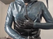 Rubber Gimp Jerking Off In Full Rubber With A Used Condom
