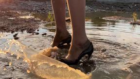 Casadei high heels challenges, high heels in mud, wrecked high heels, ruined Casadei, messy feet, high heels stuck, ruined high heels