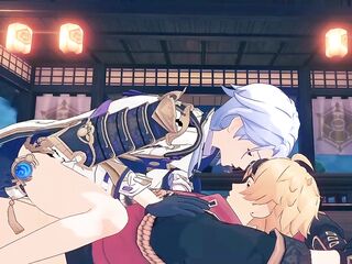 Ayato Rides Thoma Romantically - Genshin Impact Queer Anime